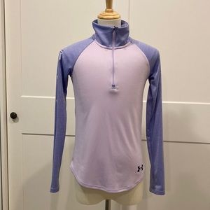 Under Armour Girls Medium Half Zip in Nebula Purple and Baja Blue